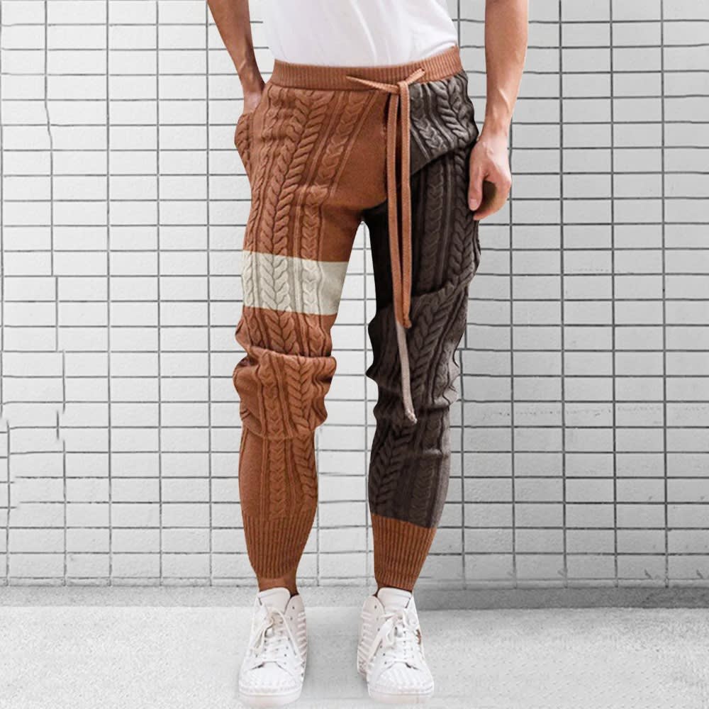 2023 Winter Vintage Patchwork Knit Pants for Men